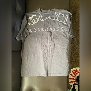 Balenciaga X gucci Gray Logo Short Sleeve T-Shirt